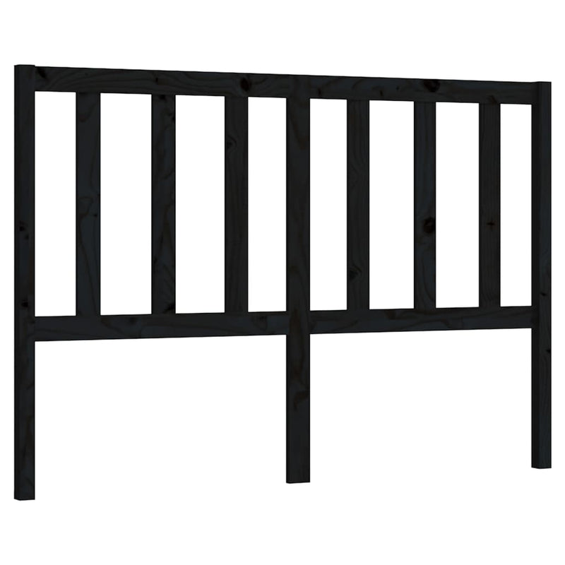 Bed Headboard Black 126x4x100 cm Solid Wood Pine