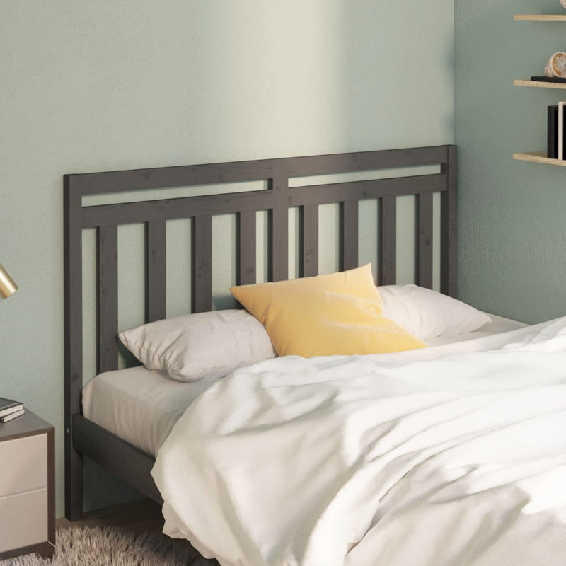 Bed Headboard Grey 126x4x100 cm Solid Wood Pine