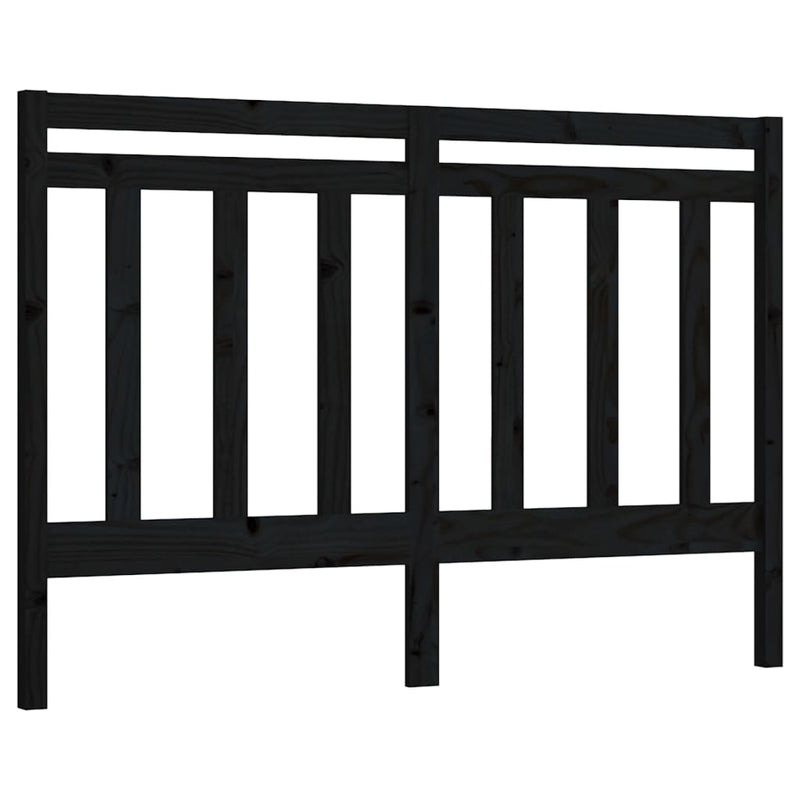 Bed Headboard Black 146x4x100 cm Solid Wood Pine