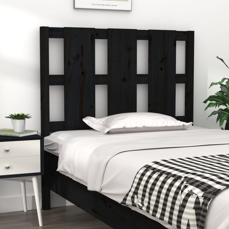 Bed Headboard Black 105.5x4x100 cm Solid Wood Pine