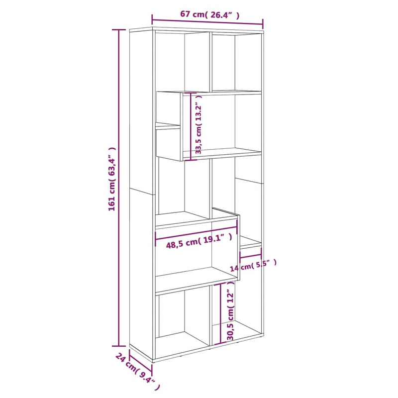 Modern Wooden Tall Open Bookcase Book Storage Cabinet Shelving Storage Display