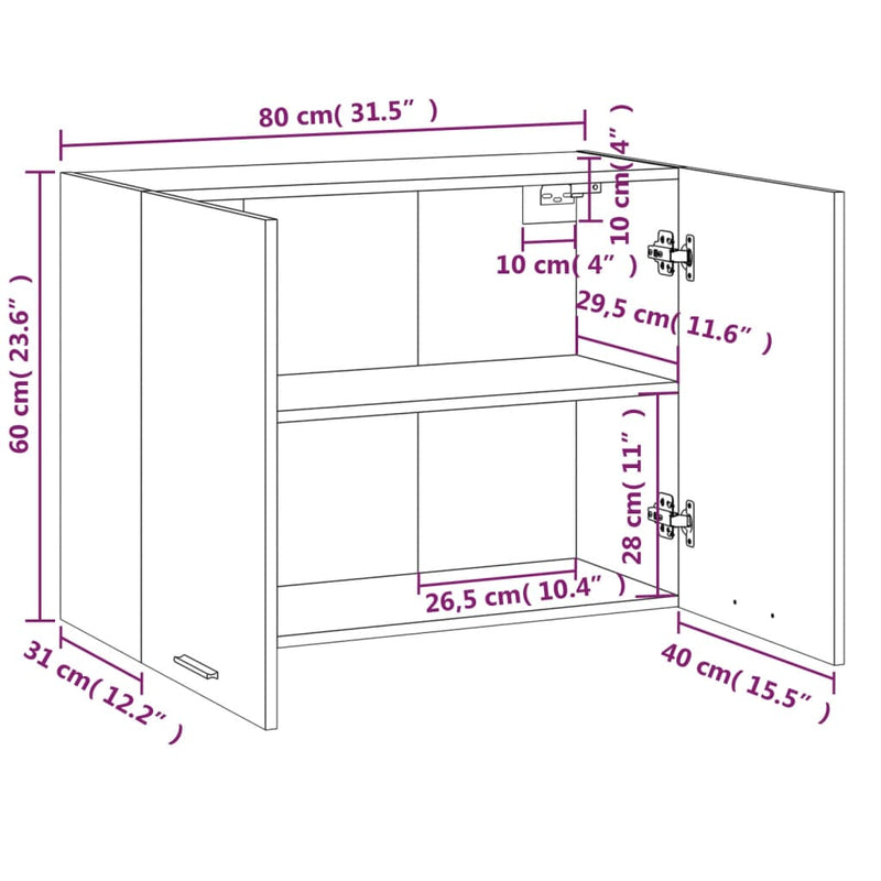 Modern Wooden Wall Mounted 2 Door Kitchen Storage Cabinet Unit