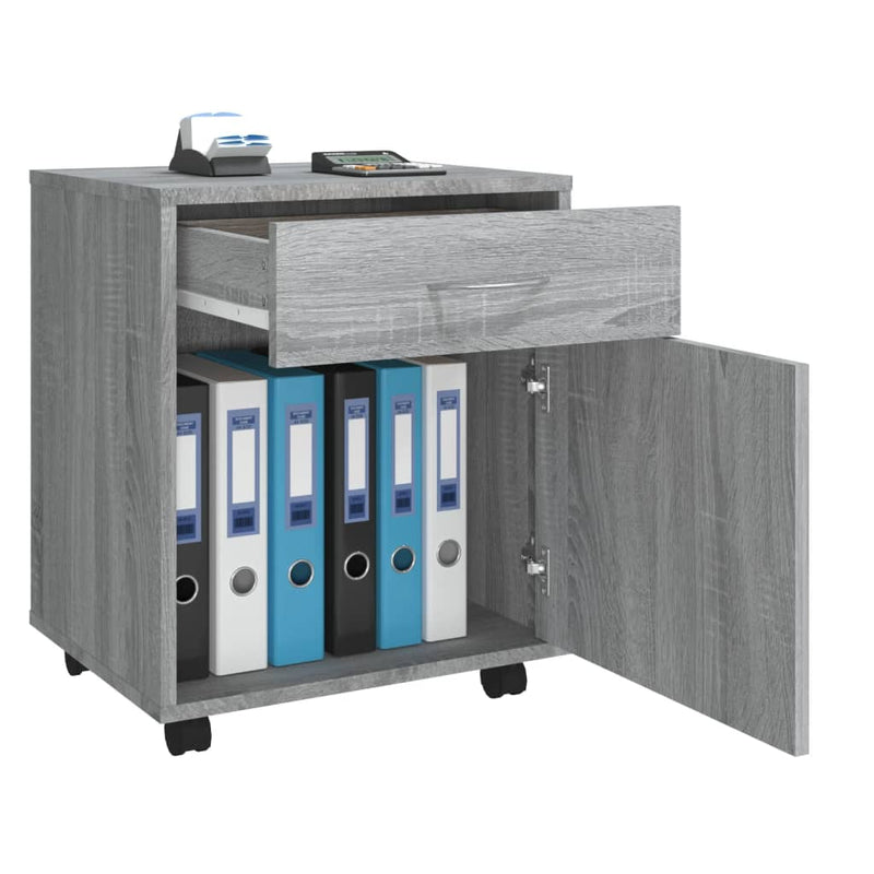 Rolling Cabinet Grey Sonoma 45x38x54 cm Engineered Wood
