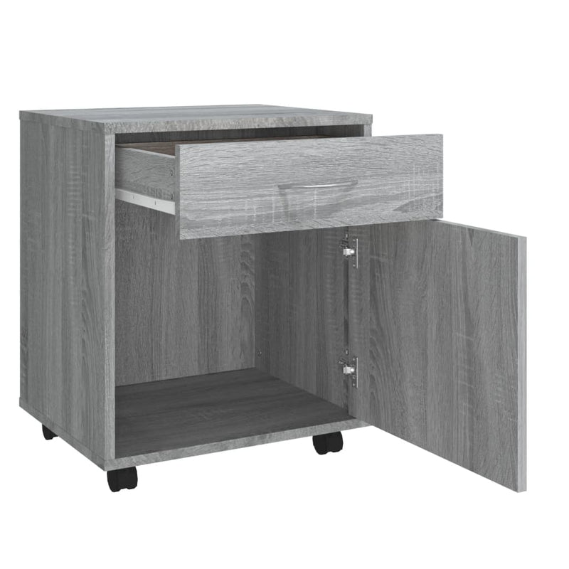 Rolling Cabinet Grey Sonoma 45x38x54 cm Engineered Wood