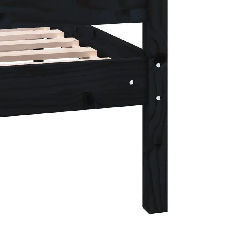 Bed Frame without Mattress Black Small Single Solid Wood