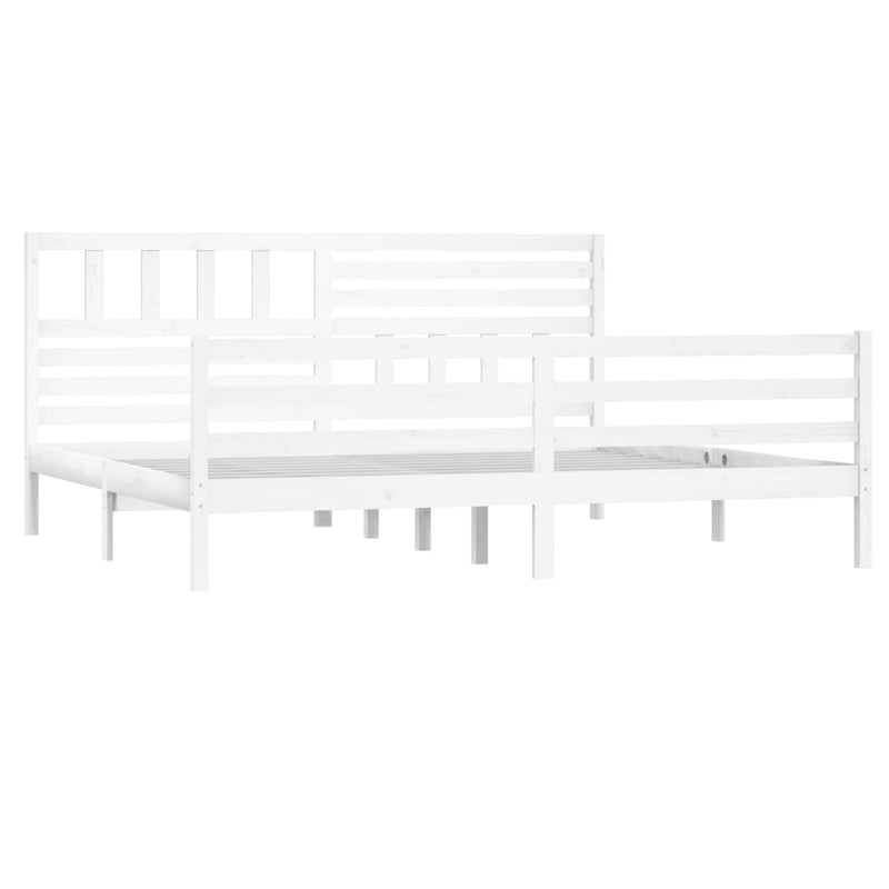 Bed Frame without Mattress White Solid Wood 200x200 cm