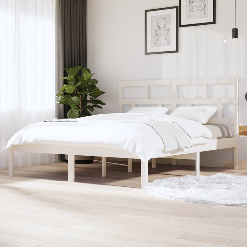 Bed Frame without Mattress White Super King Solid Wood