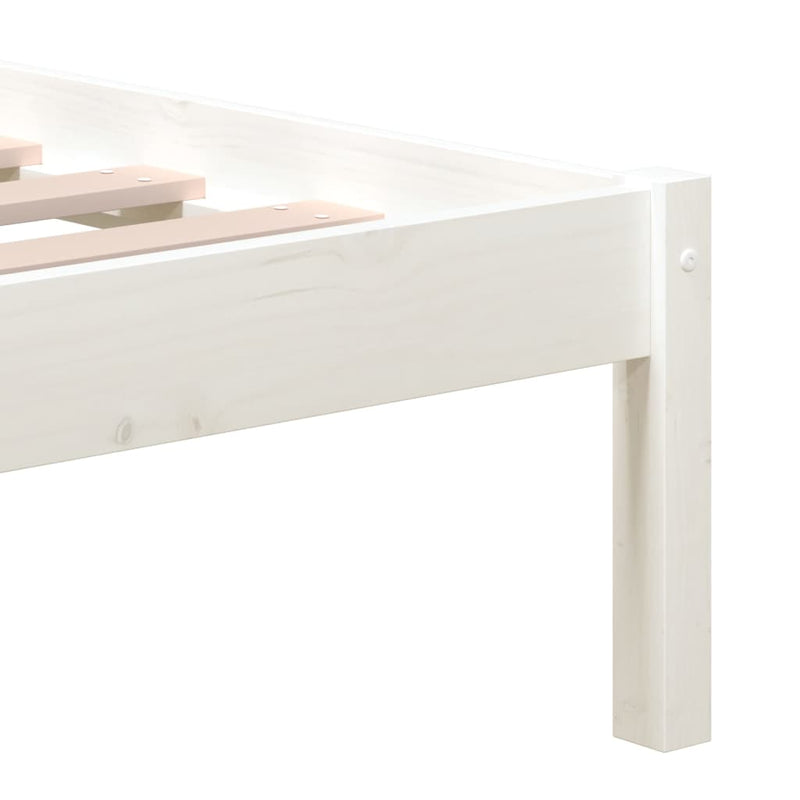 3101239 vidaXL Bed Frame without Mattress White Solid Wood Pine 200x200 cm (810038+814215)
