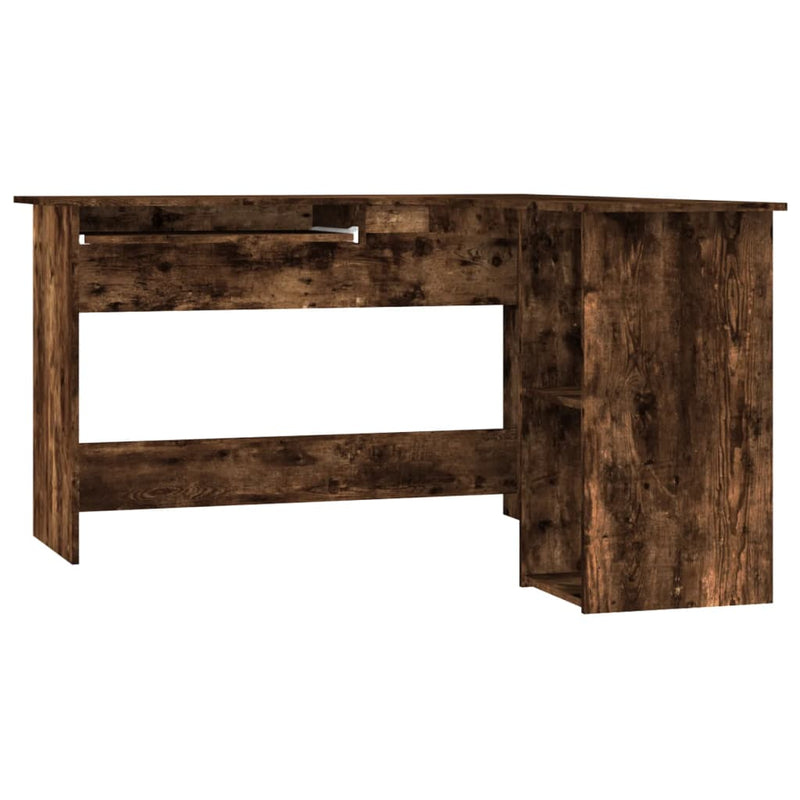 Modern Wooden Home Office L-Shape Corner Computer Desk Table With Open Storage