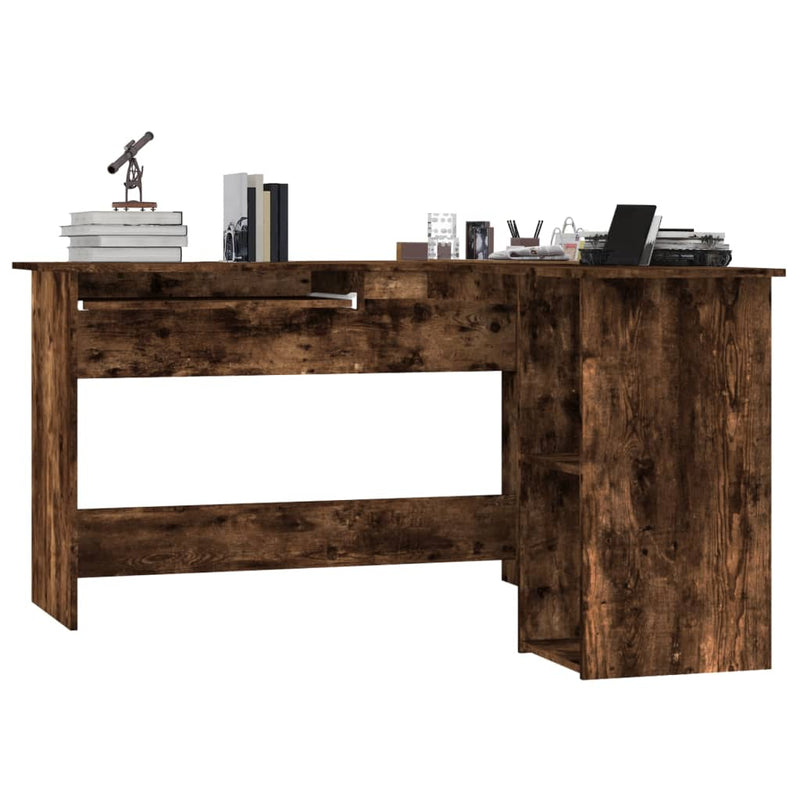 Modern Wooden Home Office L-Shape Corner Computer Desk Table With Open Storage
