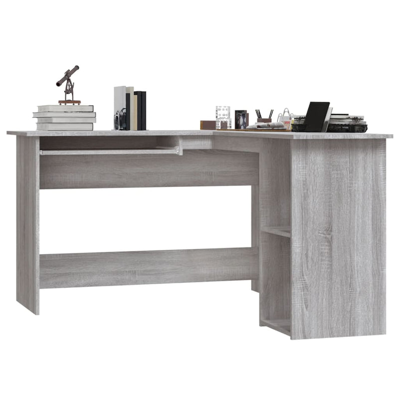 Modern Wooden Home Office L-Shape Corner Computer Desk Table With Open Storage