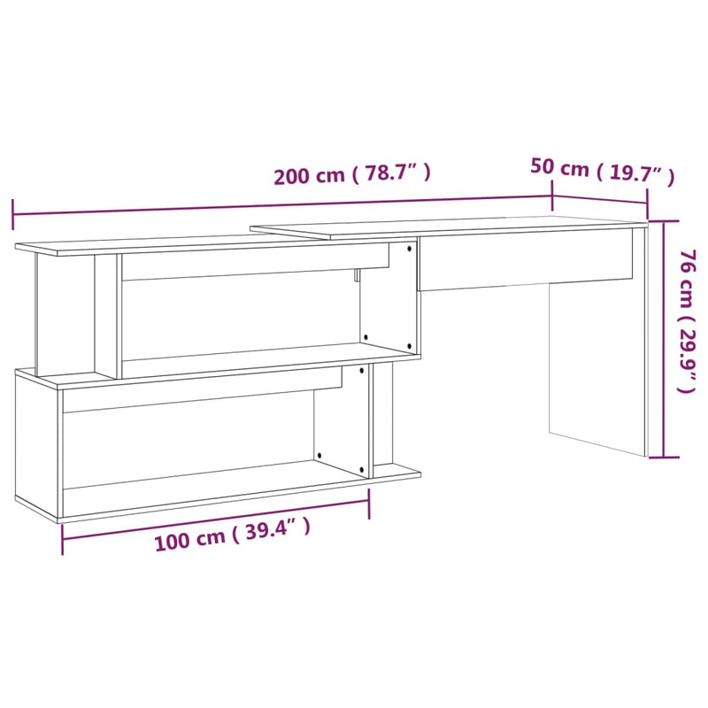 Modern Wooden Rotatable Home Office Corner Computer Desk Table With Storage