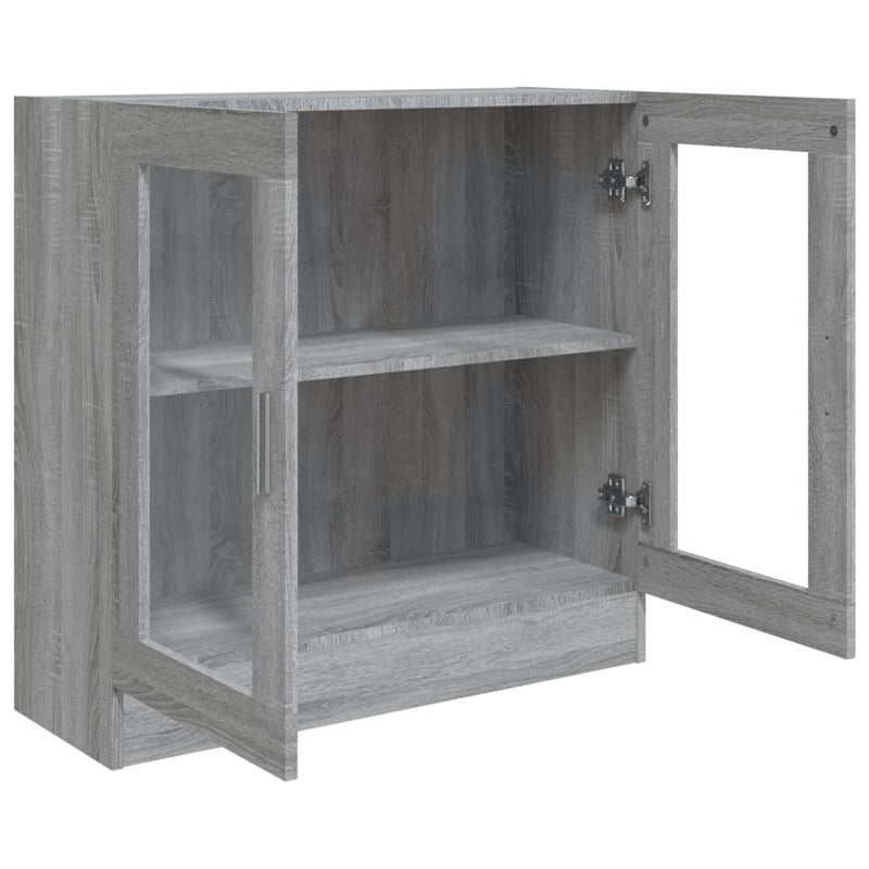 Modern Wooden 2 Glass Doors Vitrine Storage Cabinet Dining Room Unit