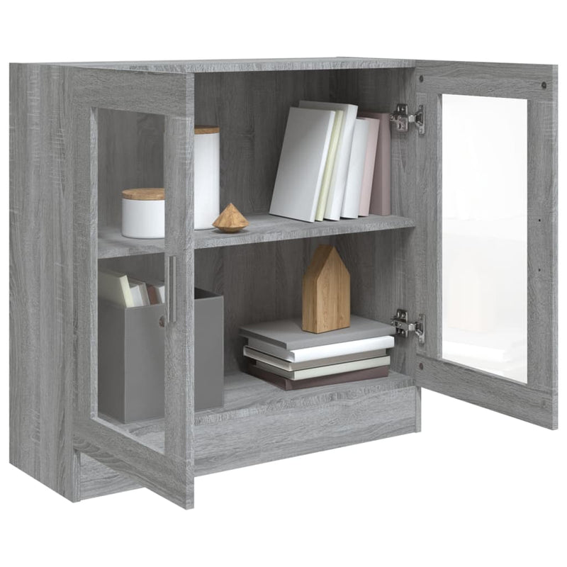 Modern Wooden 2 Glass Doors Vitrine Storage Cabinet Dining Room Unit