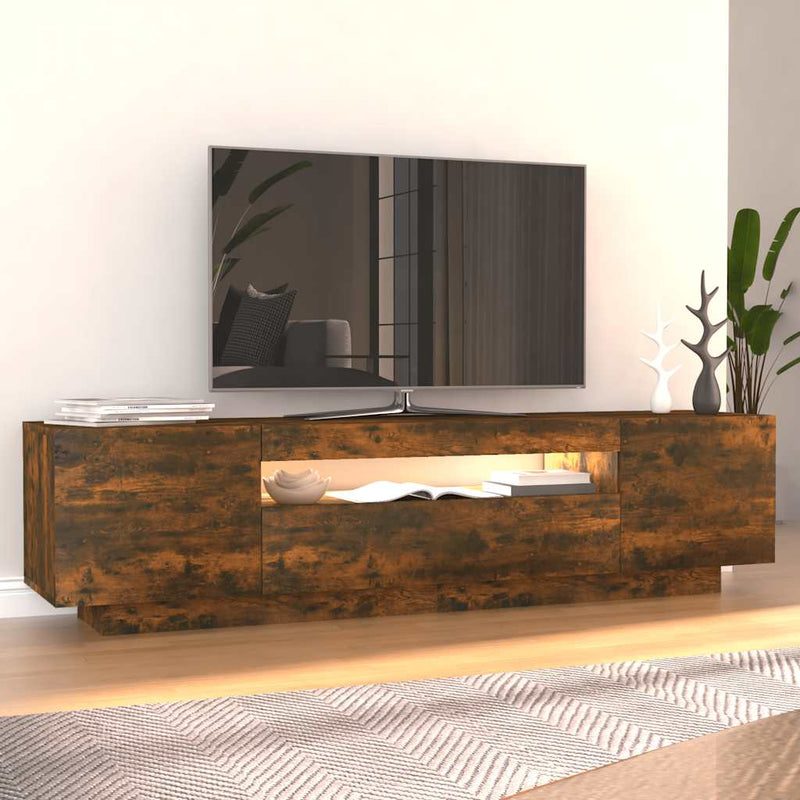 Modern Wooden 63 Inch TV Tele Stand Unit Cabinet With LED Lights & Storage