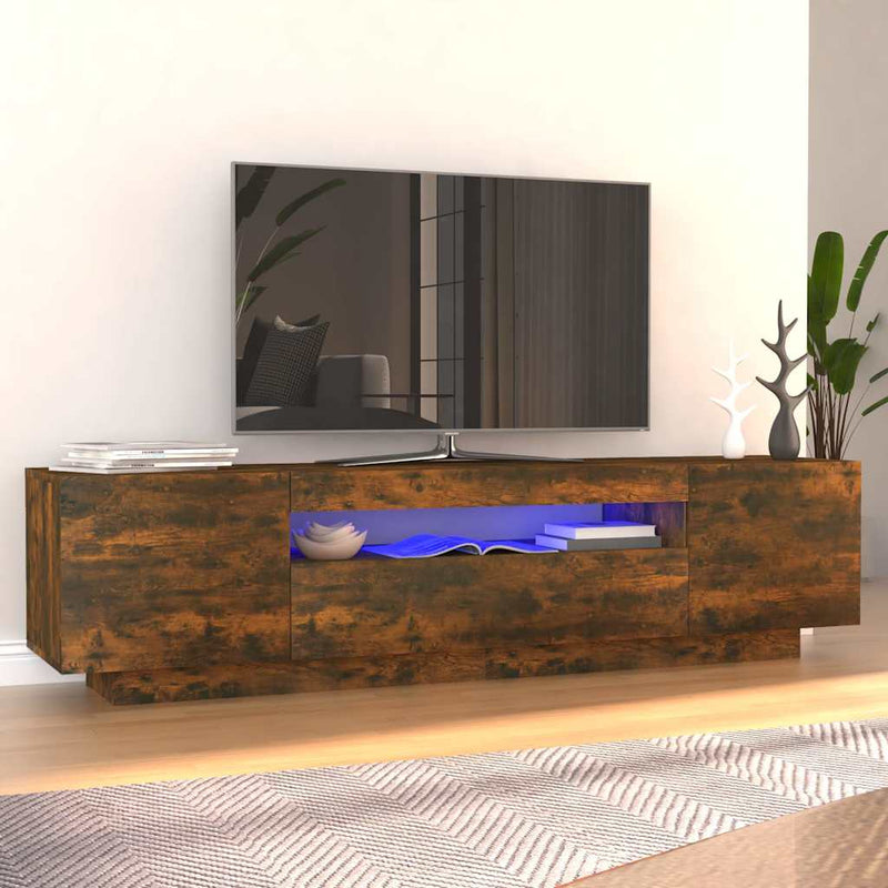 Modern Wooden 63 Inch TV Tele Stand Unit Cabinet With LED Lights & Storage