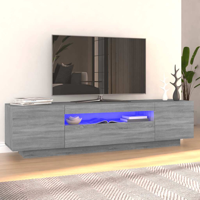 Modern Wooden 63 Inch TV Tele Stand Unit Cabinet With LED Lights & Storage