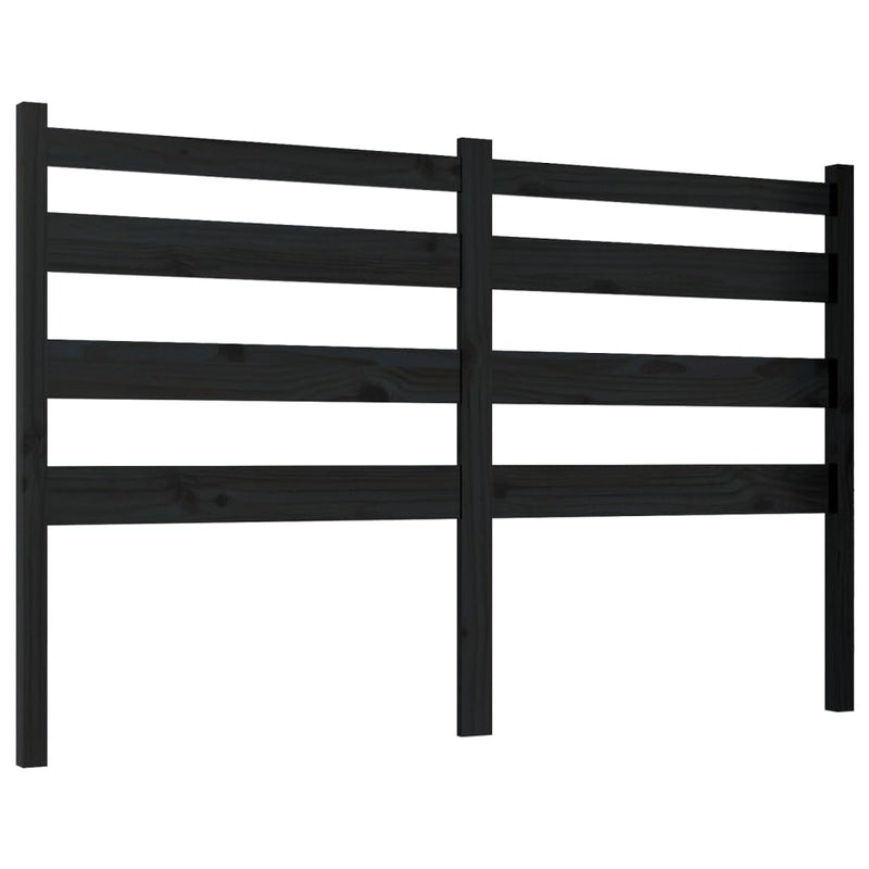Bed Headboard Black 126x4x100 cm Solid Wood Pine