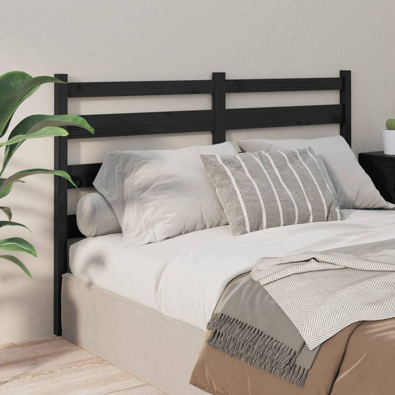 Bed Headboard Black 126x4x100 cm Solid Wood Pine