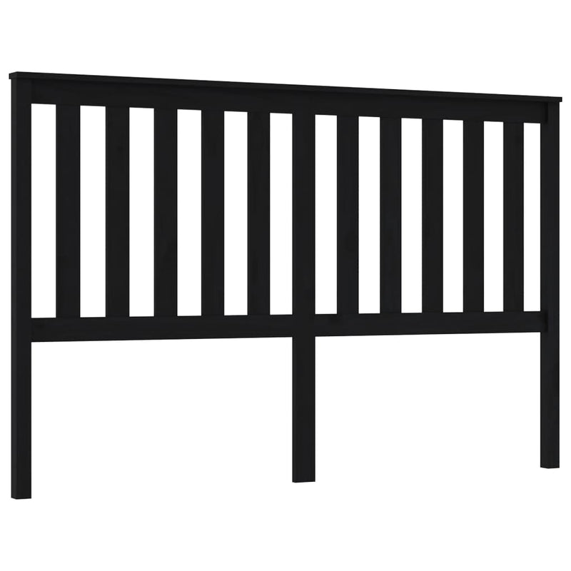 Bed Headboard Black 166x6x101 cm Solid Wood Pine