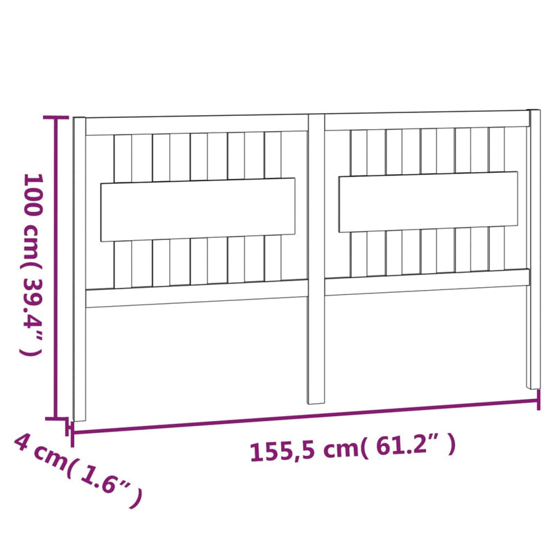 Bed Headboard White 155.5x4x100 cm Solid Wood Pine