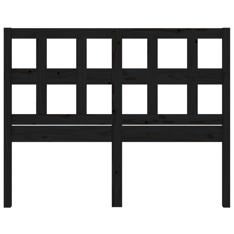 Bed Headboard Black 125.5x4x100 cm Solid Wood Pine