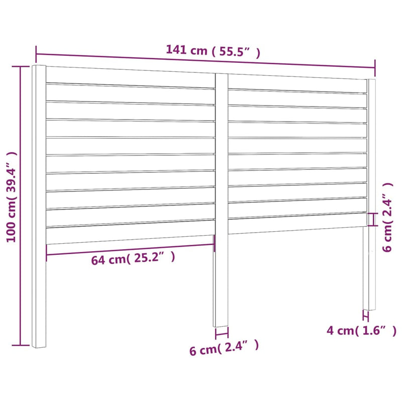 Bed Headboard White 141x4x100 cm Solid Wood Pine