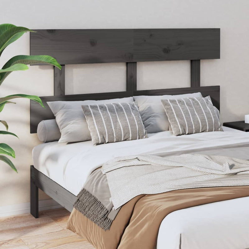 Bed Headboard Grey 124x3x81 cm Solid Wood Pine