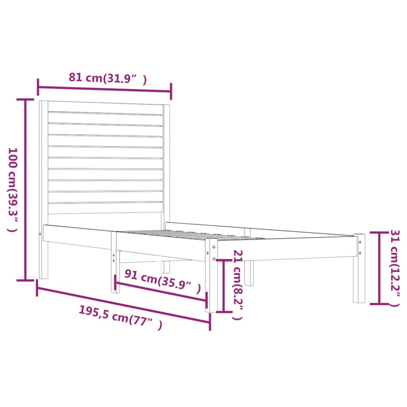 Bed Frame without Mattress 75x190 cm Small Single Solid Wood