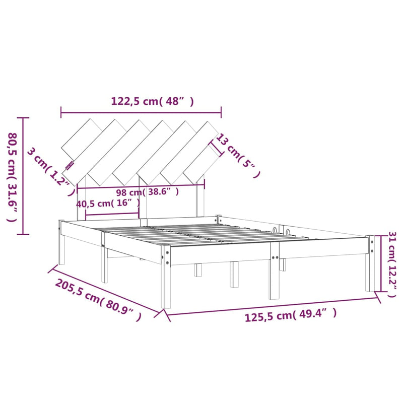 Bed Frame without Mattress 120x200 cm Solid Wood