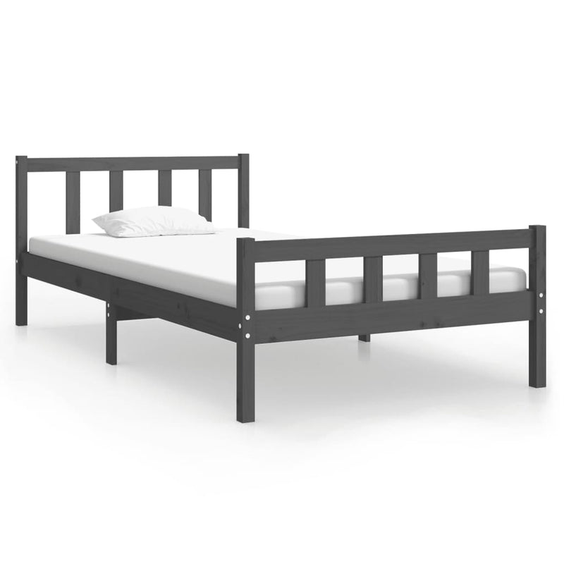 Bed Frame without Mattress Grey Solid Wood 100x200 cm