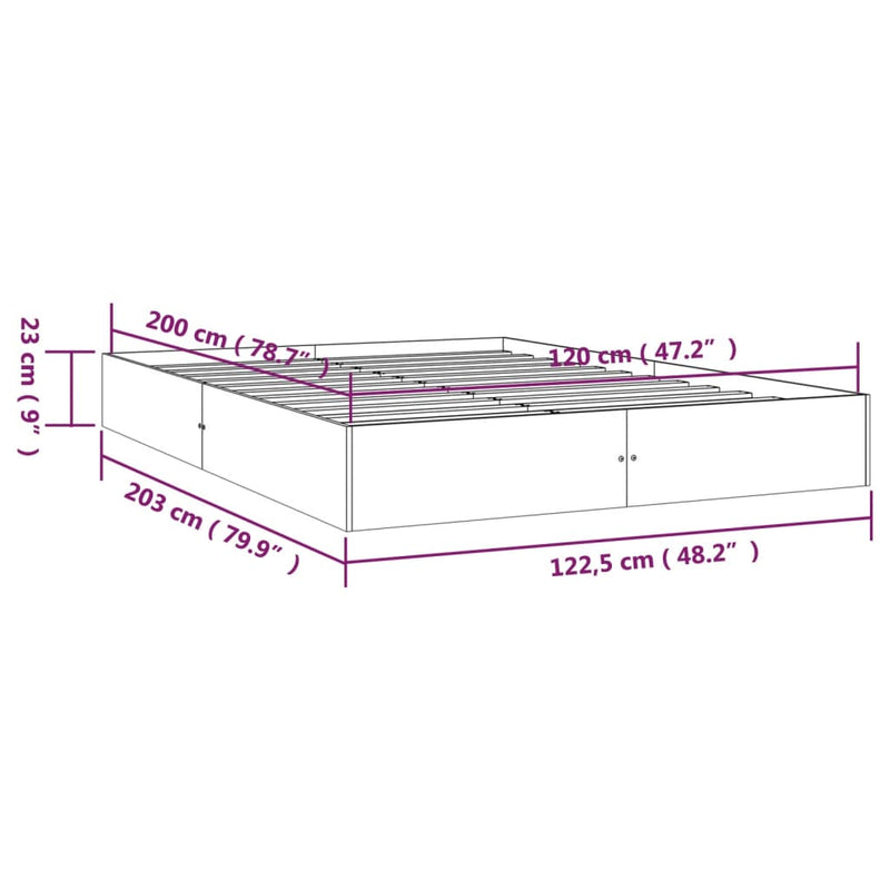 Bed Frame without Mattress Solid Wood 120x200 cm