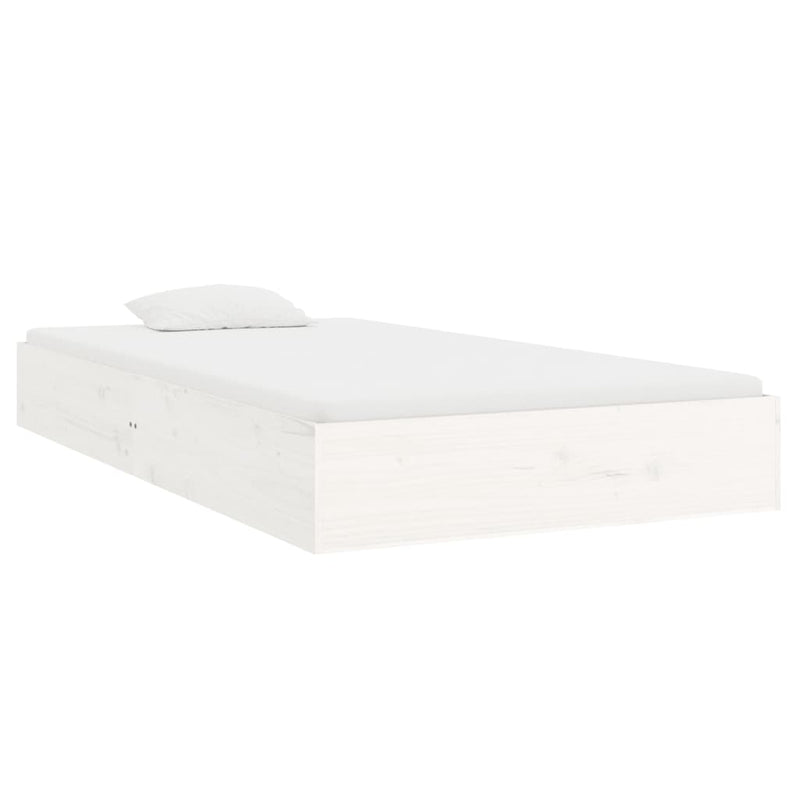 Bed Frame without Mattress White Solid Wood 100x200 cm