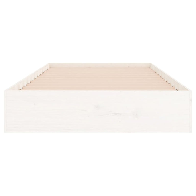Bed Frame without Mattress White Solid Wood 100x200 cm