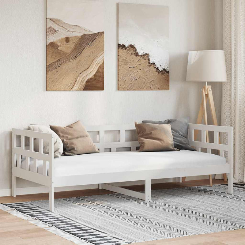 Day Bed without Mattress White Solid Wood Pine 90x190 cm Single