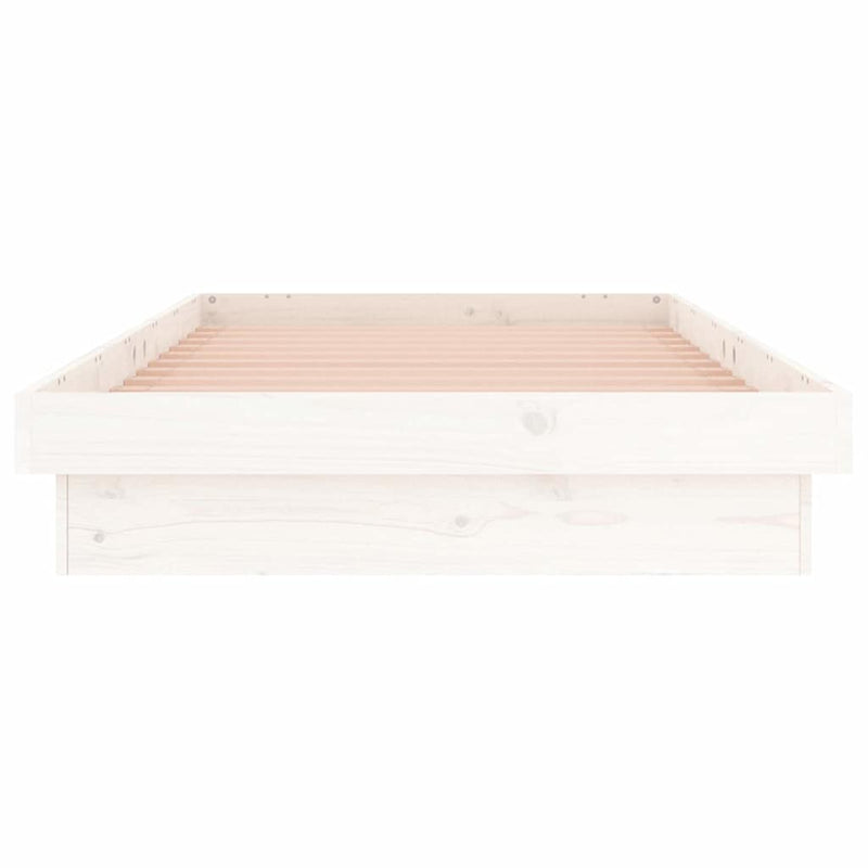 LED Bed Frame without Mattress White Small Single Solid Wood