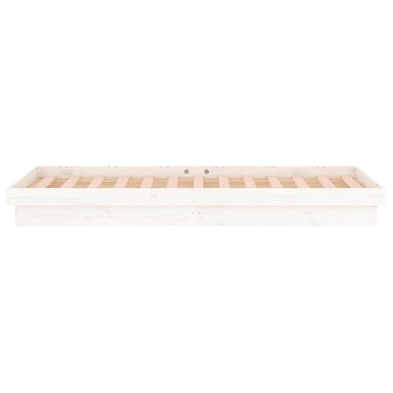 LED Bed Frame without Mattress White Small Single Solid Wood