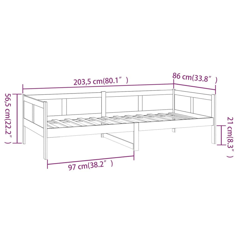 Day Bed without Mattress Solid Wood Pine 80x200 cm