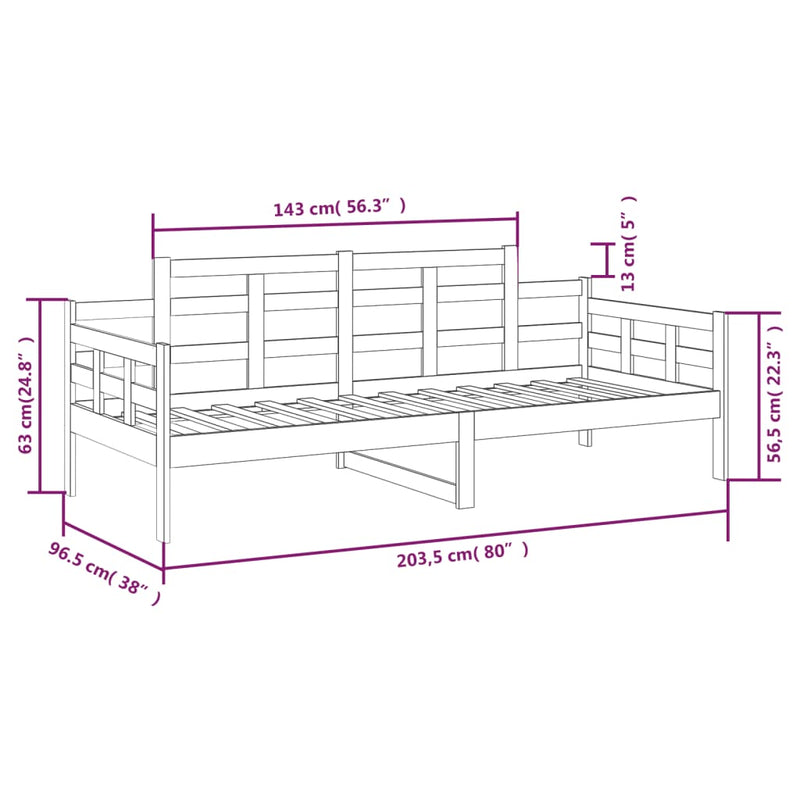 Day Bed without Mattress White Solid Wood Pine 90x200 cm