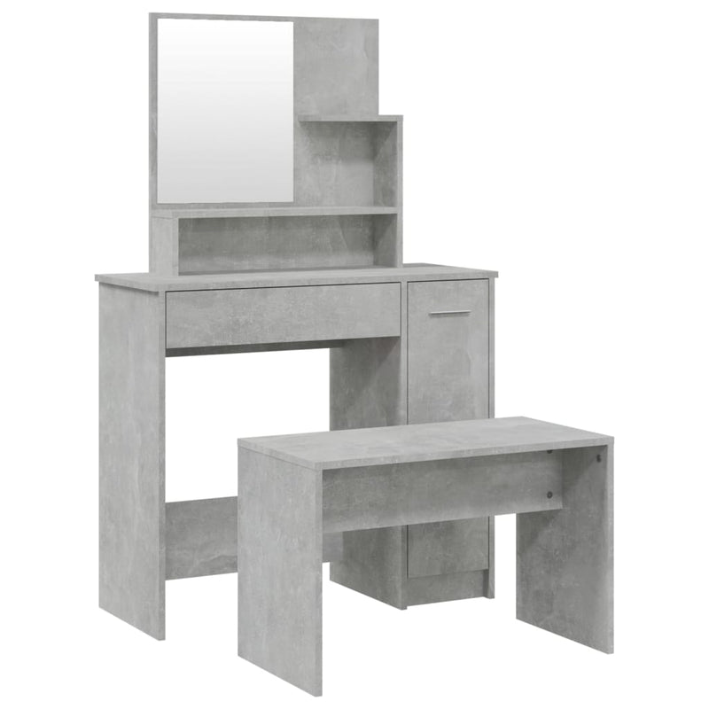 Modern Wooden Dressing Table Makeup Vanity Desk Set With Mirror & Stool