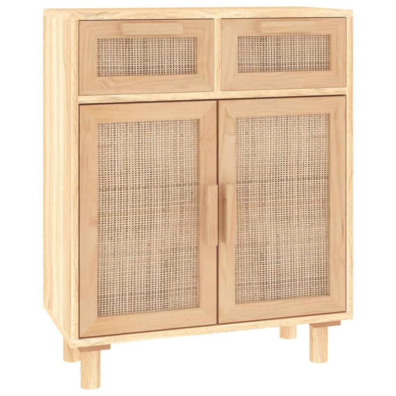 Sideboard Brown 60x30x75 cm Solid Wood Pine and Natural Rattan