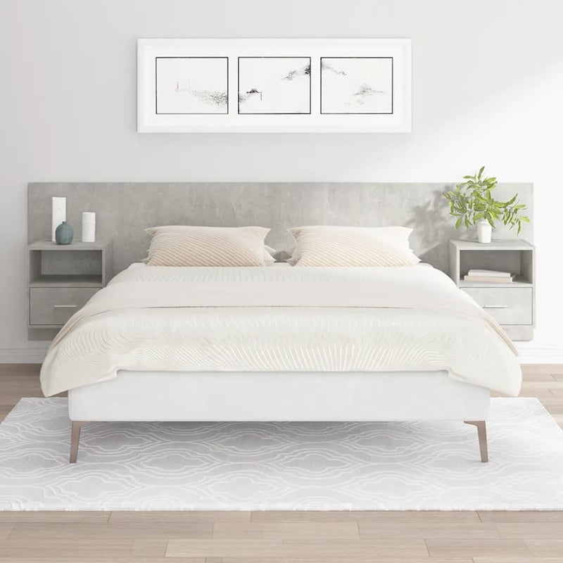 Bed Headboard with Cabinets Concrete Grey Engineered Wood