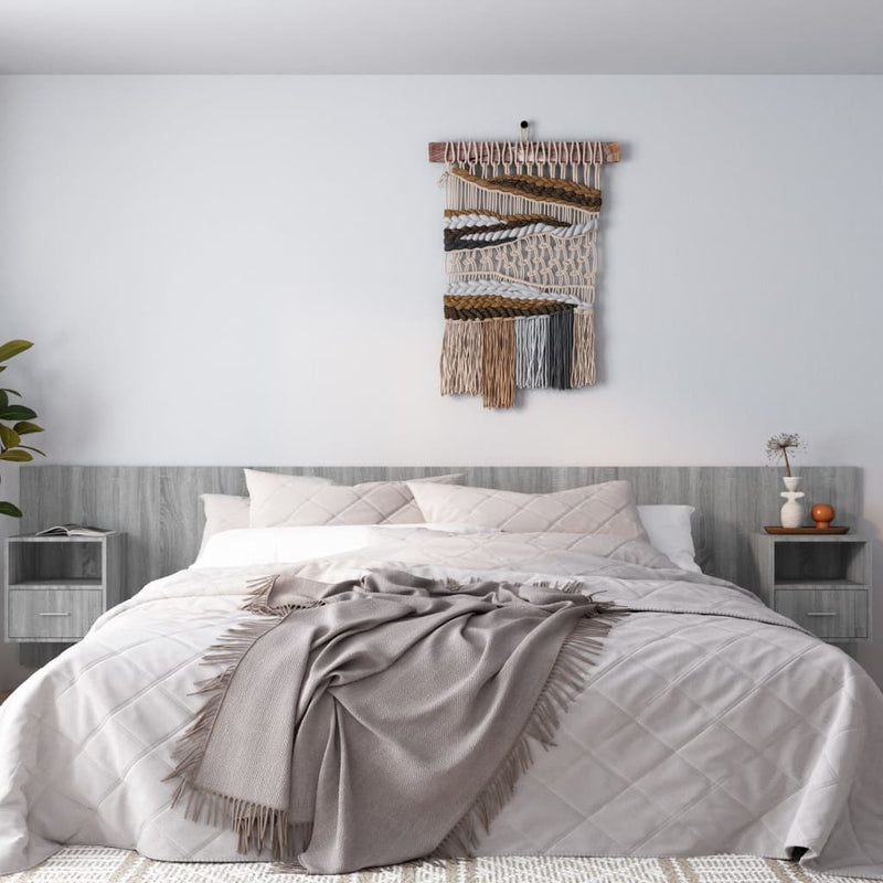 Bed Headboard with Cabinets Grey Sonoma Engineered Wood
