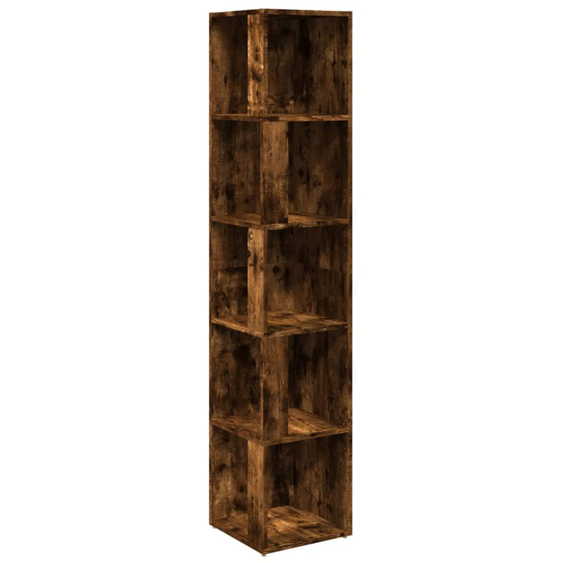 Modern Wooden 5-Tier Corner Bookcase Book Storage Cabinet Wood Shelving