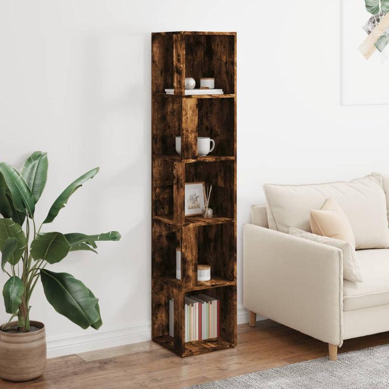Modern Wooden 5-Tier Corner Bookcase Book Storage Cabinet Wood Shelving