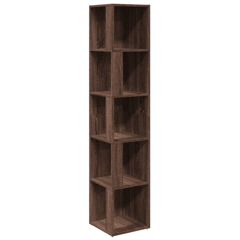 Modern Wooden 5-Tier Corner Bookcase Book Storage Cabinet Wood Shelving