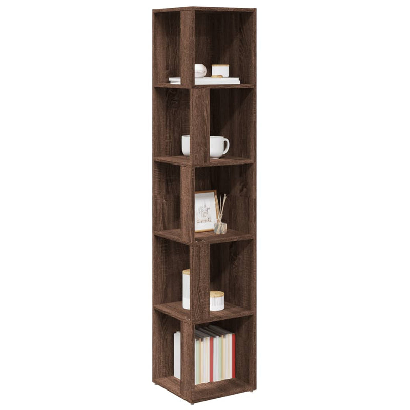 Modern Wooden 5-Tier Corner Bookcase Book Storage Cabinet Wood Shelving