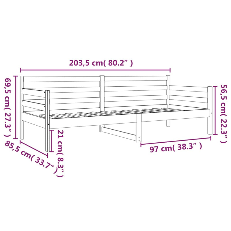 Day Bed without Mattress White 80x200cm Solid Wood Pine