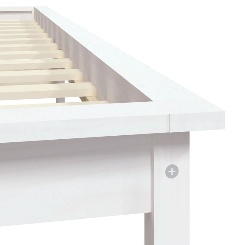 Bed Frame without Mattress White Solid Wood Pine King Size