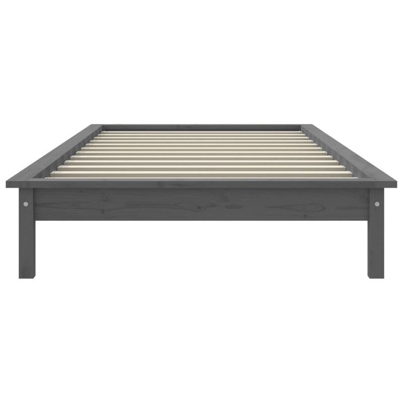 Bed Frame without Mattress Grey Single Solid Wood